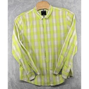 Calvin Klein CK Long Sleeve Dress Casual Shirt‎ Neon Green Men's Size 2XL